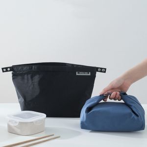 ALLLUCK Large Capacity Lunch Bag Waterproof Solid Color Fresh-keeping Pouch Portable with Handle Insulated Handbag Office