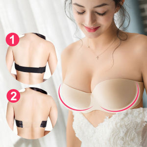 INTIMA Underwire Push Up Bra tak bertali bahu yang tidak kelihatan untuk wanita seluar dalam lancar warna Plain Non-slip Backless Bralette parti perkahwinan Brassiere
