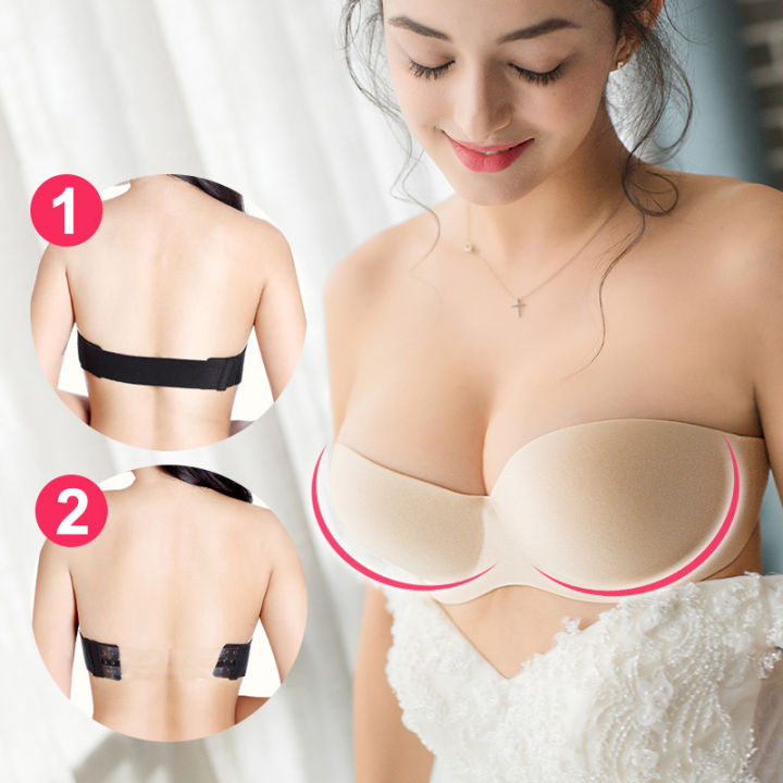 INTIMA Underwire Push Up Invisible Strapless Bra for Women Seamless  Underwear Plain Color Non-slip Backless Bralette Wedding Party Brassiere
