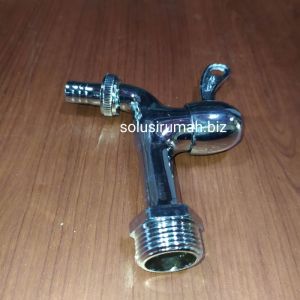 KRAN TAMAN 3/4 ONDA ENGKOL LUBANG KROM KUNINGAN KRAN TEMBOK 3/4" DRAT