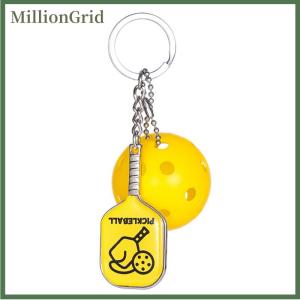 MillionGrid Creative Pickleball Racket Metal Keychain Pickle Keychains Inspirational Pickle Dink Ball Gifts Peak Fans Party Gifts