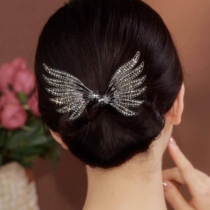 Phụ nữ Máy tết tóc hoa pha lê cánh Curler tinh tế khí chất Phụ kiện tóc kẹp tóc vàng