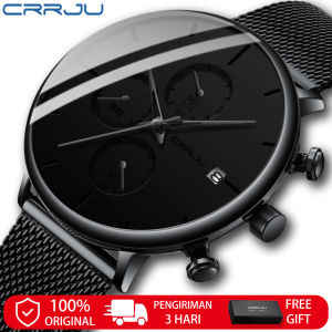 CRRJU Jam Tangan Pria Milenial ada Tanggal kalender Casual Korean Fashion Tahan Air Chronograph Olahraga Multifungsi 2268