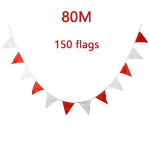 80M Fiesta Flag Red White Triangle Flags Birthday Party Outdoor Grand Opening Banderitas Decorations