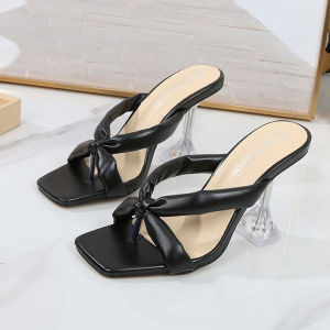 YUCHEN 3.54 inches High Heels Mules for Women With Heels Flip flops Sandals Ladies Stiletto  High Heeled Slippers Size 35-46