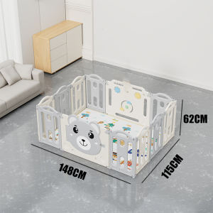 Foldable Playpen for Babies Freestyle Assembly Anti-Slip Base w/ Suction Cups HDPE Safe Material + Activity Toys - Space Saving Design