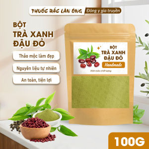 Bột trà xanh đậu đỏ 100g giúp giảm thâm dưỡng trắng làm sạch da tẩy da chết nhẹ