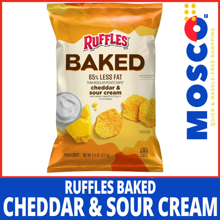 Ruffles Baked Cheddar & Sour Cream Potato Snack Chips, Gluten-Free, 6. ...