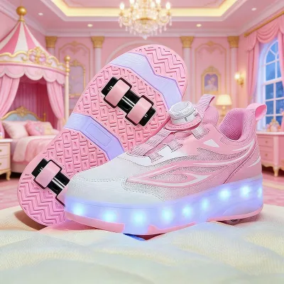 FlyRoll Children Sneakers With 2 Wheels USB Chargable 7 Colors Girls Boys Led Shoes Kids Sneakers With Wheels Roller Skate Shoes