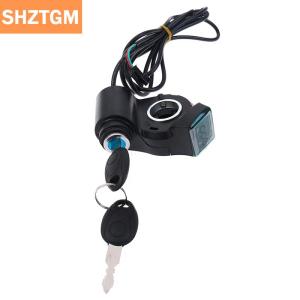 [COD] SHZTGM ไฟฟ้าจักรยานนิ้วหัวแม่มือคันเร่งแรงดันไฟฟ้าแสดงสวิทช์ไฟที่มีกุญแจล็อค