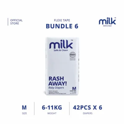 [BUNDLE] MILK Baby Diaper Flexi Tape NB88+S96 S288 M252 L216 XL180 (6 packs)