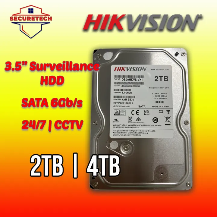 Hikvision Surveillance Hard Disk 3.5" SATA CCTV DVR NVR HDD - 2TB | 4TB