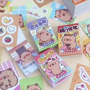 4Pcs/Set Capybara Children DIY Dress Up Sticker Books for Kids Toddlers New Puzzle Games Fun Toys Gift Cartoon Animal Reusable Sticker