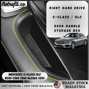 🇲🇾 Mercedes C-Class W205 C200 C260 X253 GLC EQC Interior Door Handle Storage Box Organizer for cards keys and phone GLC260 Mercedes Accessories