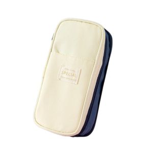 SPDD Polyester Simple Student Pen Bag Color Blocked Diagonal Macaron Pencil Case Pencil Pouch Multifunctional Storage Pencil Bag Student Learning