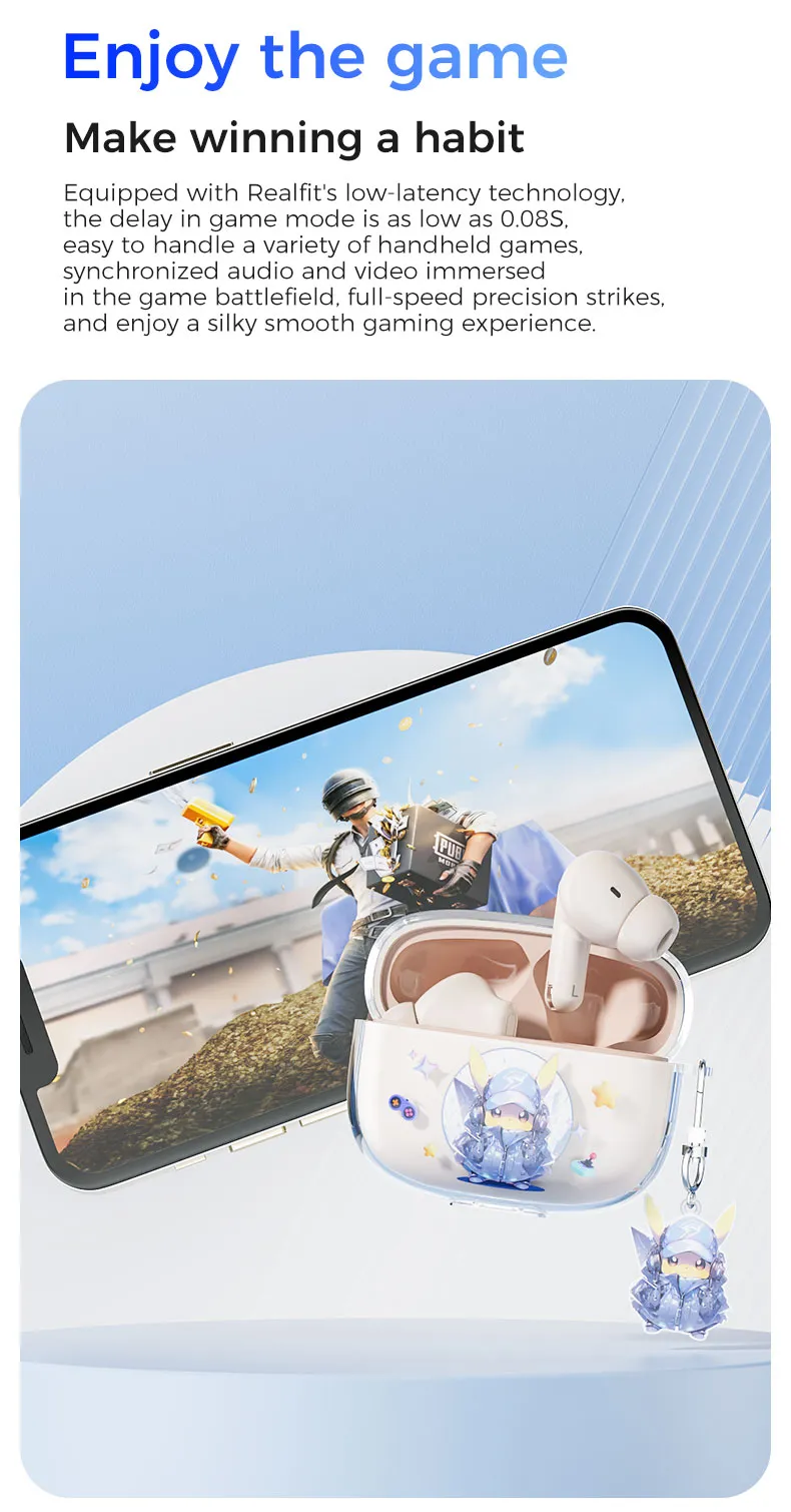 realfit F3 ANC Bluetooth 5.4 หูฟังบลูทูธ -38dB ตัดเสียงรบกวน พร้อมไมโครโฟน Bass หูฟัง คุณภาพเสียงดี
