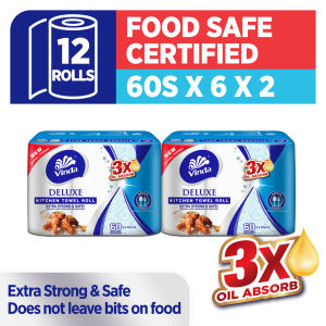 [Bundle Of 2/4] Vinda Deluxe 2 Ply Kitchen Towel Roll (60sx6)