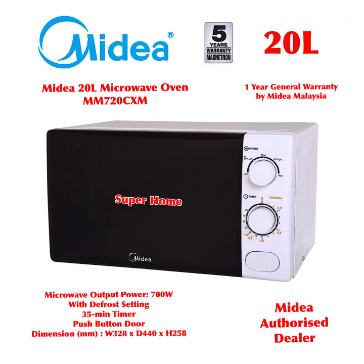 Midea Microwave Oven MM720CXM / MM720CGE 20L Microwave Oven White