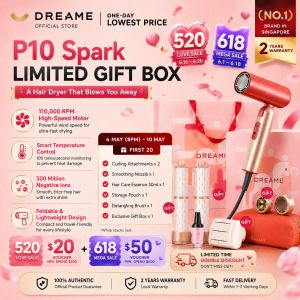 【618 Gift Set】Dreame P10 Spark Pocket Uni Hair Dryer | SmartVolt™ Global Voltage | Travel-Friendly | Curling Unfrizz Nozzle | 330g | 60dB