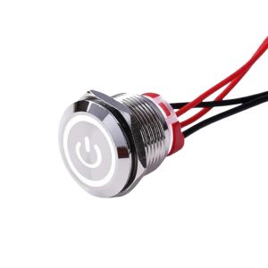 GOUPDO Metal Push Button Switch Pre-Wired 16/19/22mm Illuminated Ring Latching Action On Off Switch Short Body