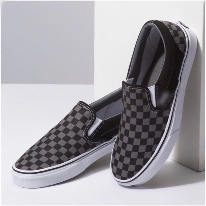 BISA COD) SEPATU VANS CHECKERBOARD SLIP ON SLOP TANPA TALI HITAM
