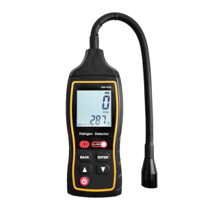 ถังแก๊สแบบพกพาเครื่องทดสอบการรั่วซึมเครื่องตรวจจับฮาโลเจนสารทำความเย็นเครื่องตรวจรอยรั่วก๊าซดมกลิ่นด้วยหน้าจอเรืองแสง