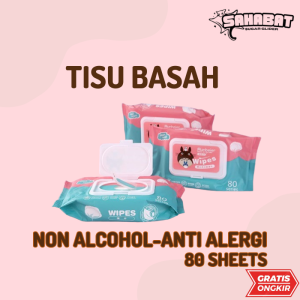 Tisu Basah / Tisu Non Alcohol / Tisu Tanpa Pewangi 80 Sheets / Non Perfumed