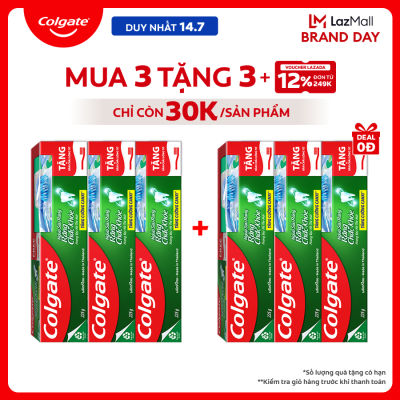 [Chỉ 14.7_Mua 3 tặng 3-Chỉ còn 30K/tuýp] Bộ 3 Kem đánh răng Colgate ngừa sâu răng răng chắc khỏe 225g/tuýp tặng bàn chải đánh răng lông tơ nhập khẩu Thái Lan