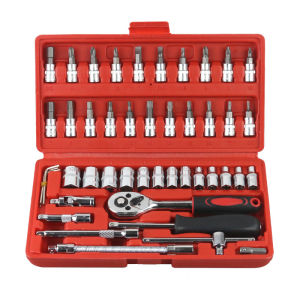 46pcs 1/4-Inch Socket Set Car Repair Tool Ratchet Torque Wrench Combo Tools Kit Auto Repairing