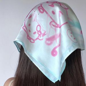 NOVELLEO Y2K Kitty Cat Hair Scarf Hip Hop Soft Wrap Graffiti Kitty Hair Band Headwear Punk KT Cat Tube Top Girls