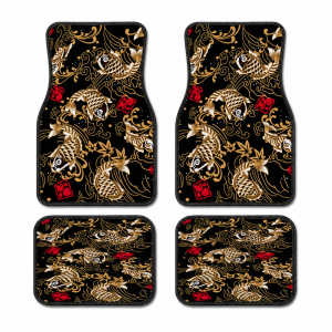 MIRELAE Koi Fish Pattern Car Floor Mats Non-Slip Backing Fabric Automotive Floor Mats Decorative Style Car Mat Set Car Interior
