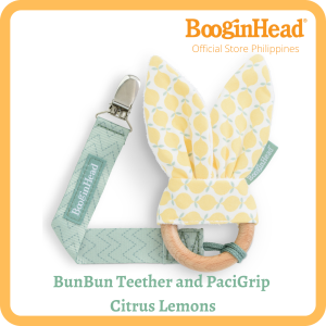 BooginHead BunBun Teether & PaciGrip Combo - Citrus Lemons