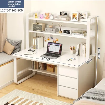 Desk and bookshelf combo for home bedroom office use simple modern design computer desk Meja gabungan meja dan rak buku desain ringkas modern untuk rumah kamar pejabat