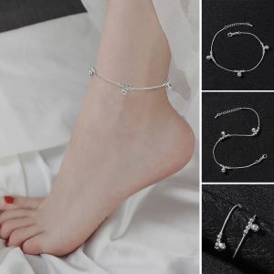 QIANHUAHOU  Jewelry Women Foot Anklet Ankle Bracelet Silver Plated Chain Bells Bead