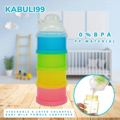 4 Layer Colorful Baby Milk Powder Container Non-Toxic/Baby Formula Stackable Baby Milk Food Container (LKNP-0011) Kabuli99