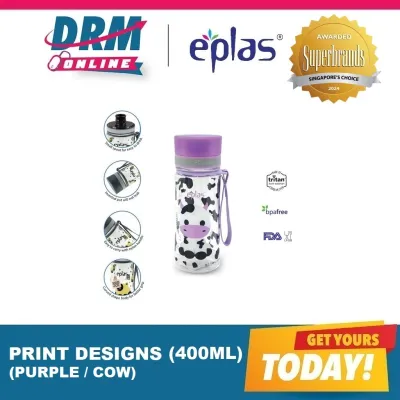 [DRM ONLINE] Official Distributor | Eplas (EGH 400ml) BPA-Free Eastman Tritan Water Bottle Leakage Free (Purple / Cow)