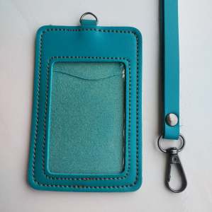 Name Tag Id Card Kulit Holder Lanyard Muat 2 Slot Kartu Termurah Berkualitas NTS035