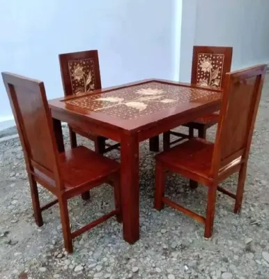 meja makan 4 kursi kayu jati