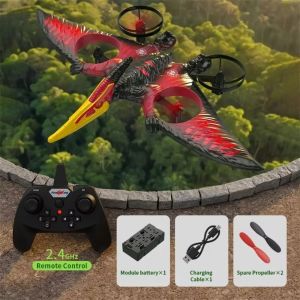 BANZU RC Remote Control Aircraft RC Dinosaur Aircraft Glider Toy EPP Foam Gravity Sensing Remote Control Foam Fighter 2.4G Radio Control Plane with Light Pterosaur RC Flying Toys Kids Toddlers Children