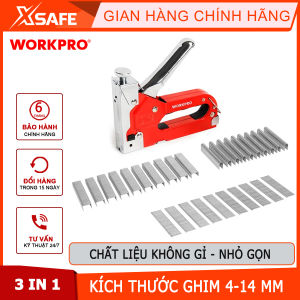 Bộ kìm bấm ghim gỗ 3 trong 1 (bấm được 3 loại ghim chữ U ghim chữ T và ghim thường kích thước 4-14mm Workpro - WP223005