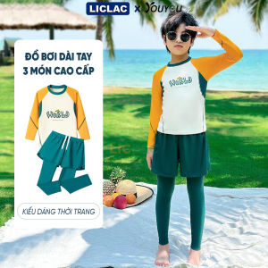 Bộ đồ bơi trẻ em YOUYOU tay dài 3 món cao cấp chống nắng co giãn 4 chiều đi biển đi bơi BD34132Y