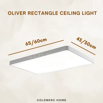 Oliver Rectangle Ceiling Light 45w Black and White - Daylight & 3 tones | Goldberg Home