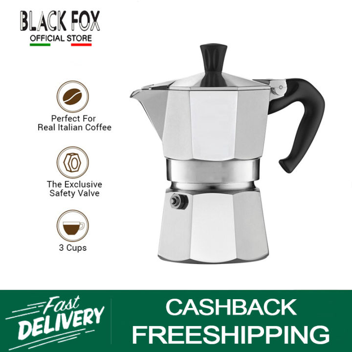 Black Fox Moka Express Moka Pot Italian Ground Coffee Espresso Maker