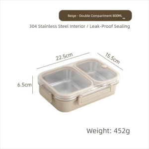 2/3grids Stainless Steel Rectangle Lunch Box Student Lunch Food Storage Multiple Compartment Bekas Bento 304 Stainless Steel Lunch Box