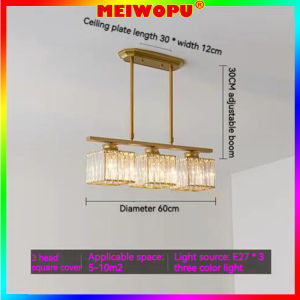 Retail And Wholesale Three Color Light Ceiling Lamp Luxury Crystal Gold Chandelier Bar Living Room Restaurant Long Strips