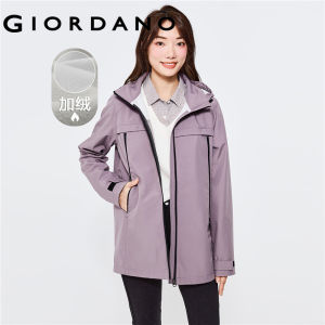 GIORDANO Women Jackets Polar Fleece-Lined Multi-Pocket Hooded Windbreakers Quality Zip Front Windproof Casual Jackets 05372714