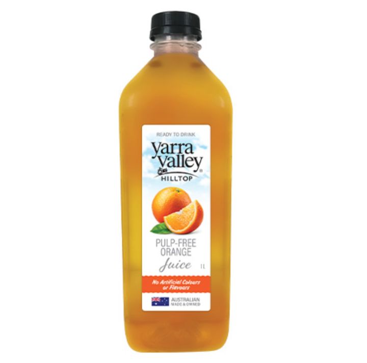 Yarra Valley Hilltop Pulp Free Orange Juice, 1Liter (Assorted)