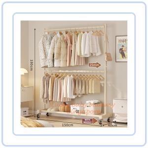 【COZYCASA】Double Layer Clothes Drying Rack/Heavy Duty Stainless Steel With Wheel/Indoor Outdoor Laundry Stand