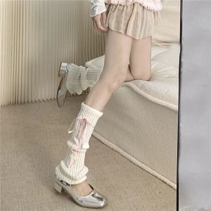 Sweet Leg Warmers Winter Knee Cover Socks Women Lolita Knitted Leggings Japanese Long Socks Kawaii Ankle Warmers
