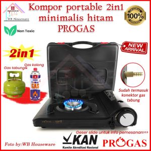 Kompor gas portable stainless minimalis + koper PROGAS/portable Stove 1 tunggu